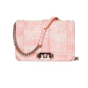 Rebecca Minkoff Small Love Crossbody- Pink Crocodile Embossed